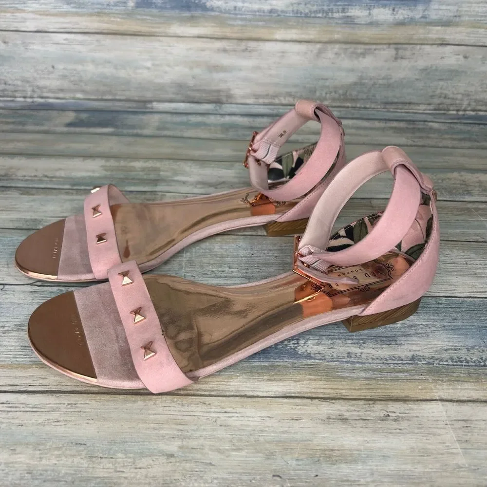 Ted Baker Sandals Womens‎ 38.5 Pink Ovey Studded Buckle